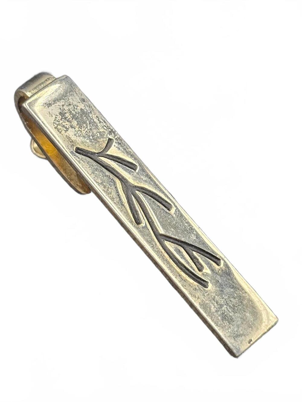 Engraved Silver Tone Tie Clip